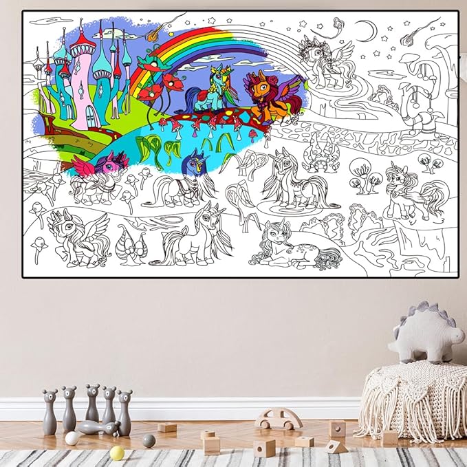 ALEX Art, Large Coloring Poster - Arts and Crafts Unicorn - Jumbo Table Coloring Sheet - Giant Coloring Posters for Kids - Creative Fun Birthday Gifts for Girls - Extra Huge Big Page Wall Size