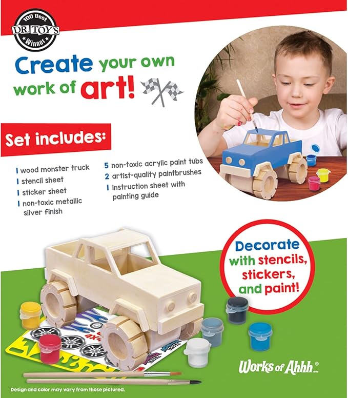 Works of Ahhh... Craft Set - Monster Truck Premium Wood Paint Kit