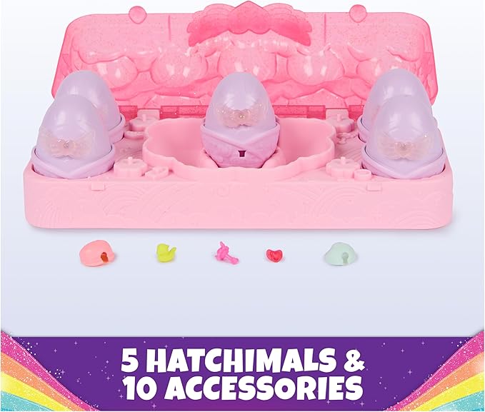 Hatchimals Alive, Rainbow Splash Egg Carton with 5 Mini Figures in Color Reveal Eggs & 10 Accessories, Kids Toys for Ages 3 and up