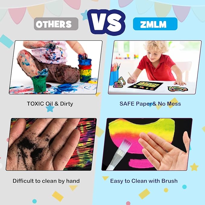 ZMLM Scratch Paper Art Set for Kids: Rainbow Magic Scratch Off Art Craft Supplies Kit Birthday Party Toy 3 4 5 6 7 8 9 10 Year Old Boys Girls Gift Christmas Holiday Activity Craft Gift