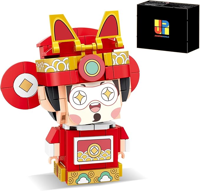China-Chic Chousheng Building Block Set, God of Wealth CAISHEN Chinese Traditional Opera Character Home Decor,STEM Educational Toys Theme Chinese Culture for Kid 6+ Boy Girl Adult (204 Pcs) 96001