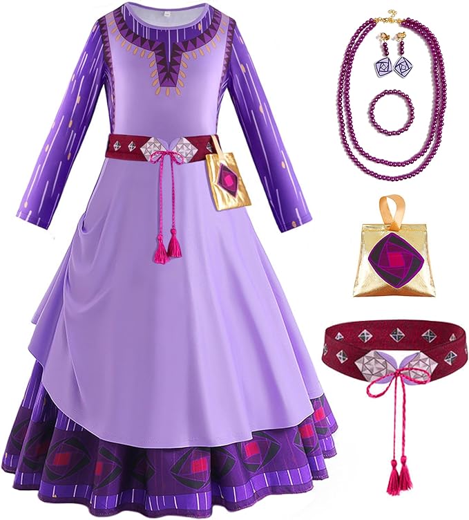 Girls Purple Princess Costume Cosplay Outfits Halloween Dress Up Set