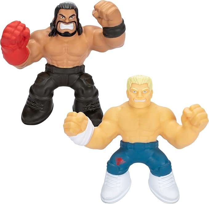 Heroes of Goo Jit Zu WWE Stretchy Superstars 2 Pack, 2 Figure Pack with Roman Reigns and Cody Rhodes, Both with Unique Superstar Gel Filling, Stretch Them Up to 3 Times Their Size