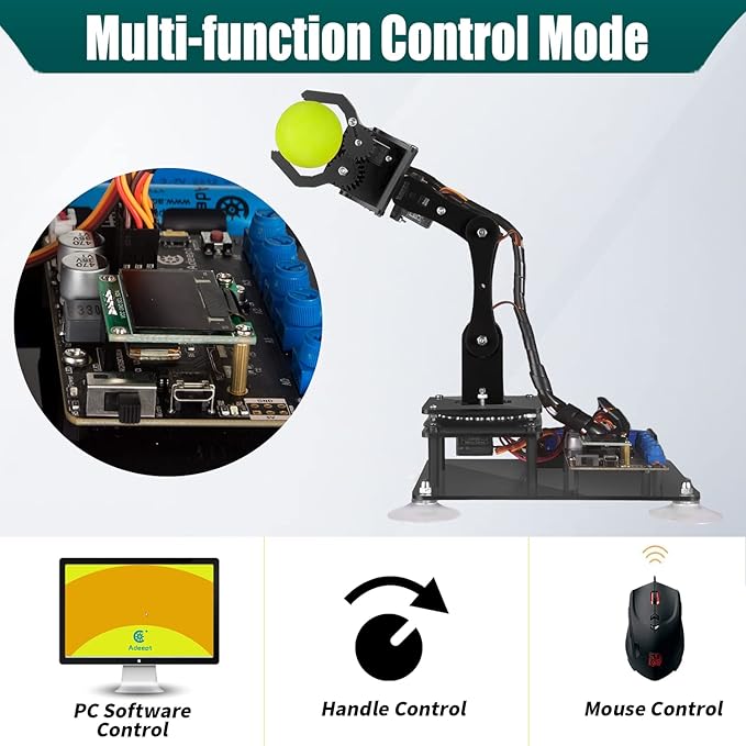 Adeept 5DOF Robotic Arm Kit Compatible with Arduino IDE, Programmable DIY Coding STEM Educational 5 Axis Build Robot Arm, Robot Starter Kit with OLED Display Processing Code and Tutorials - Blue