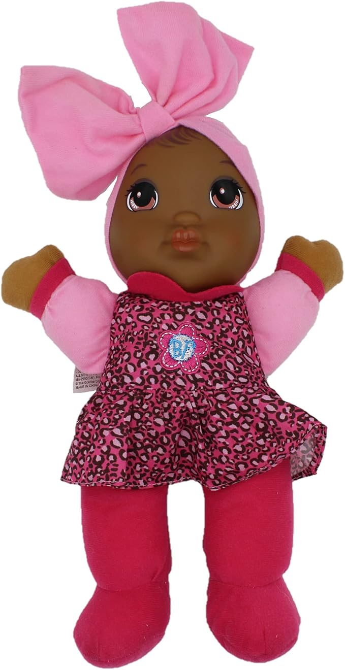 Baby's First Soft & Cuddly Baby Kisses African American Doll - Dressed in Print Top and Leggings - Press her Tummy for a Sweet Kisses Sounds and Says I Love You