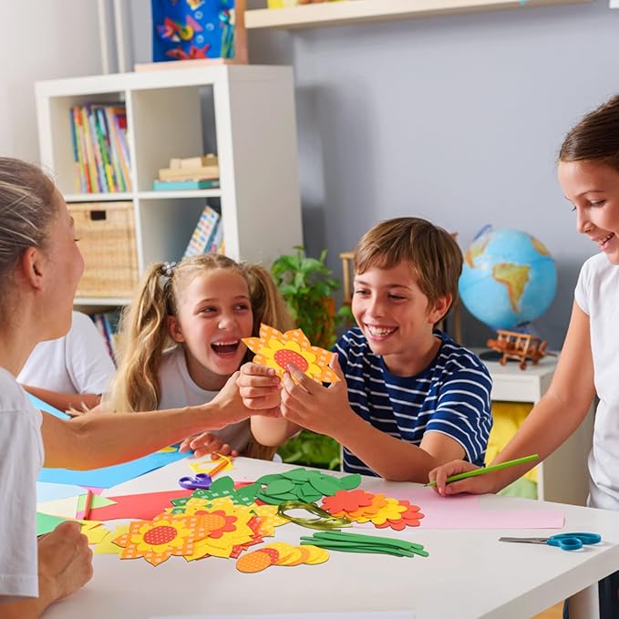 Fennoral 10 Pack Sunflower Crafts for Kids Make You Own Flowers Foam Stickers Ornament DIY Arts and Crafts for Boys Girls Spring Summer Art Activity Birthday Decoration