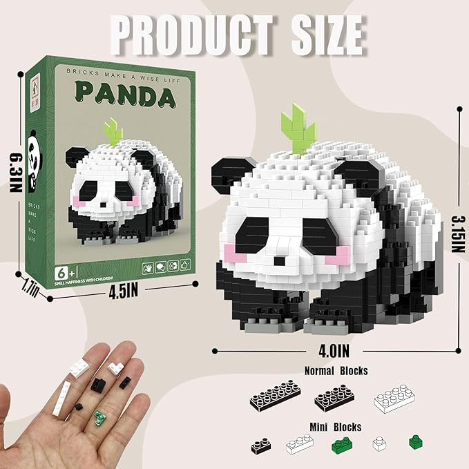 Mini Building Blocks- Crawling Panda, Party Favors- Micro Blocks Panda Toy for Kids 6 7 8 9 10+, Mini Blocks Building Sets for Adults, Easter/Birthday for Boys and Girls(606 PCS)