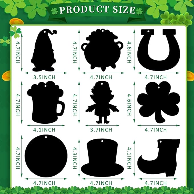 FEBSNOW 48 PCS St. Patrick’s Day Crafts for Kids, Rainbow Magic Scratch Art Shamrock Hanging Ornaments Scratch Paper Cards for St Patricks Day Party Favors Kids School Classroom DIY Crafts Decorations