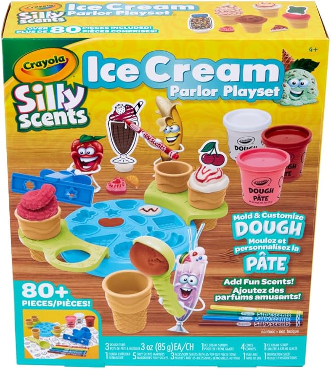 Crayola Silly Scents Ice Cream Toy, Kids Modeling Dough, Play Food Toy with Scented Markers, Gifts 4+