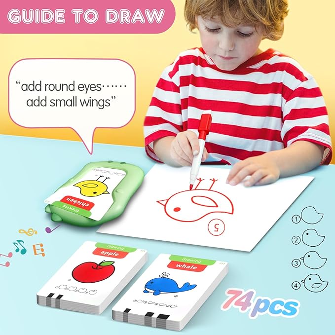 Talking Flash Cards, Reusable Writing Drawing Montessori Toys, Learning Toys for Ages 3-8 Years, 336 Words (Green, Mini-Size)