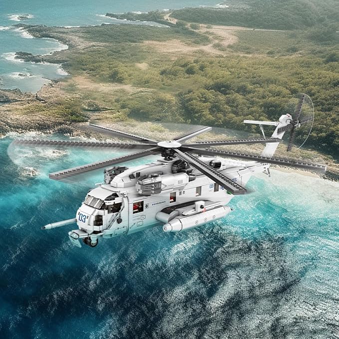 CH-53E Super Stallion Building Blocks and Construction Toy, Collectible Military-Themed Model to Build and Display, Great Gift for Military Fans (2192 PCS), 1:35 Scale