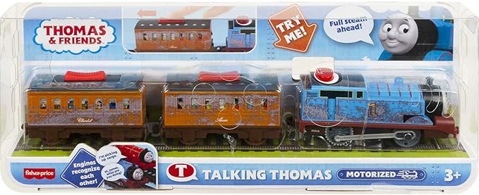 Thomas & Friends Motorized Toy Train Talking Thomas Engine with Sounds Phrases & Passenger Cars for Preschool Pretend Play Kids Ages 3+ Years