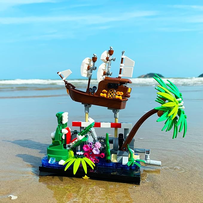 ENJBRICK Pirates Ship Building Kit Compatible with Lego for Adutls,Cute Animal Building Toy for Girls and Boys 8-14 Years Up 448 pcs