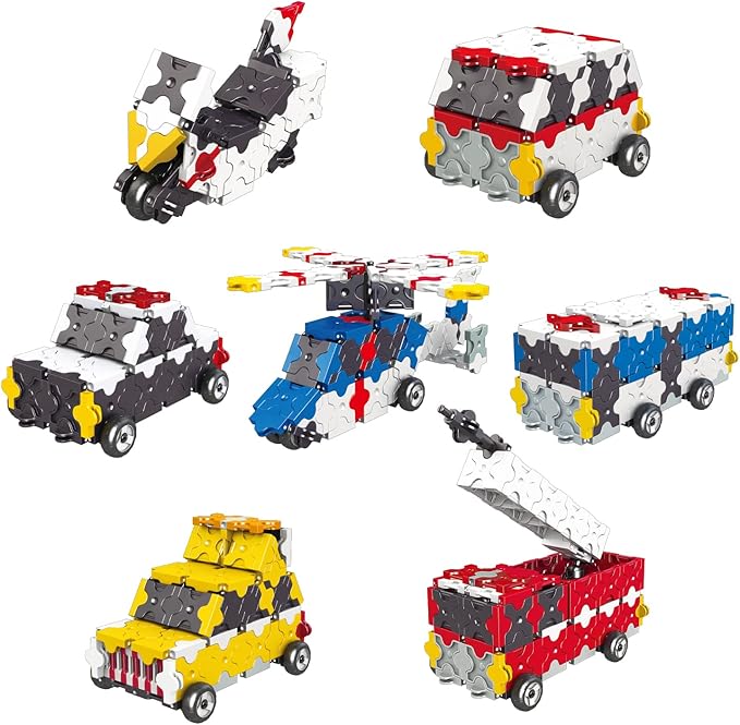 LaQ Hamacron Constructor Emergency Vehicles | 313 Pieces | 7 Models | Age 5+ | Creative, Educational Construction Toy Block | Made in Japan