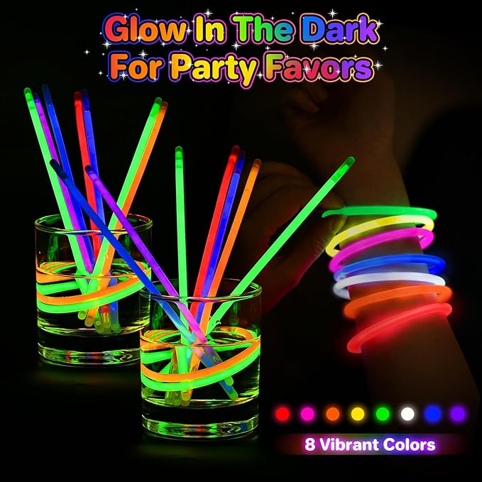 SpringFlower 360 PCS Glow Sticks Bulk Party Favors, 8" Glow in the Dark Party Supplies, Light Sticks for Party Favors Glow Necklaces and Bracelets for Kids or Adults