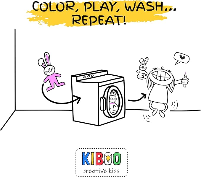 Color Your Doll - Bunny with Mini Carrot Backpack - Washable Markers Included - Reusable, Educational Art & Crafts Toy for Kids - Play, Wash, Repeat - Creative Gift for Easter Basket