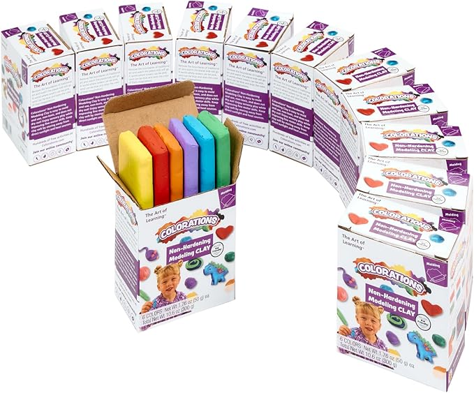 Colorations Non-Hardening Clay - 12 Sets, 6 Colors Each