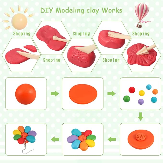 Polymer Clay 60 Colors, CiaraQ Modeling Clay for Kids, Oven Bake Clay with Sculpting Tools, Non Toxic, Ideal for Sculpture, Crafting, DIY Projects