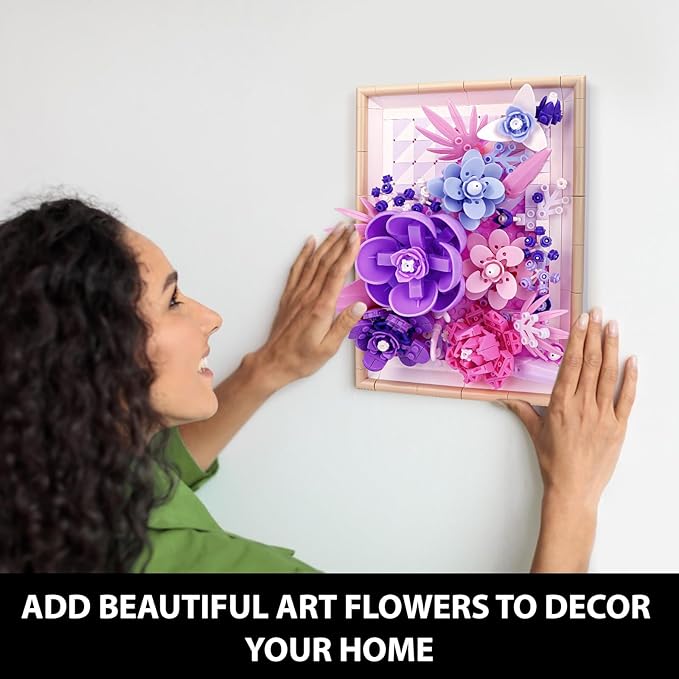 Flowers Building Set for Adults, Compatible with Lego Flowers Roses Plants Picture Frame, Botanical Collection Wall Art Home Office Decor, Ideas Gift Building Toy for Boys Girls (768 PCS)