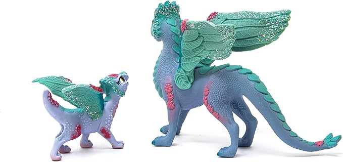 Schleich Bayala Toys and Figurines - Flying Flower Mother and Small Baby Dragon, Action Figure Kid Toys and Dolls, Girls and Boys Ages 5 and Above , 2 Piece Set