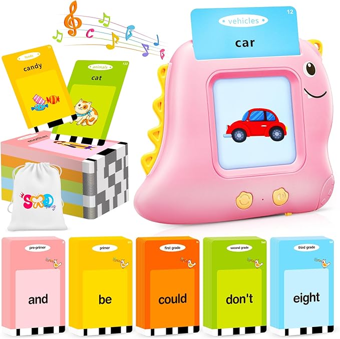 Talking Flash Cards for Toddlers, 540 Sight Words Flash Cards Speech Therapy Toys - Learning Educational Gifts for Age 1 2 3 4 5 6 Years Old Boys and Girls(540 Sight Words_Pink)