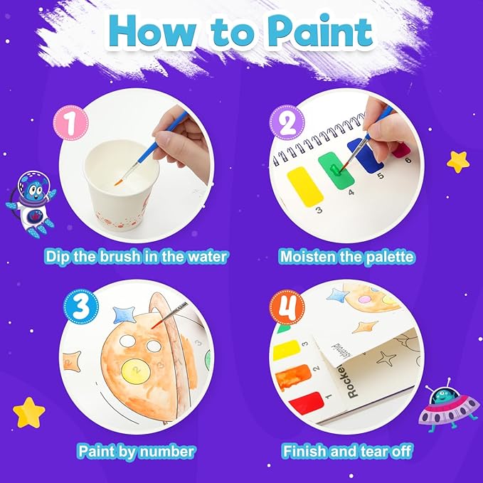 ZMLM Paint with Water Books for Kids - Easter Basket Stuffers Mess Free Coloring Activity for Toddlers - Arts & Crafts Gifts Toys for Valentines Birthday Christmas Boy Girls Ages 4 5 6 7 8(Sapce)