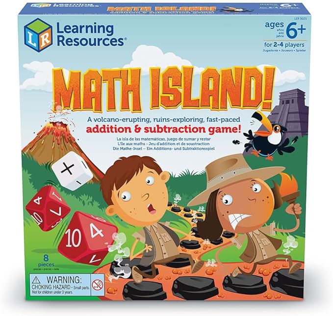 Learning Resources Math Island Addition & Subtraction Game, Educational Games, Elementary Math, Teaching Toys, Children’s Math Games, Educational Indoor Games, 8 Pieces, Age 6+