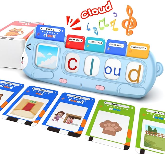 QuTZ Talking Phonics Flash Cards - Mastering Numbers, Letter Sound, Improving Reading Skills by Blending and Segmenting Words, Home School Supplies, Preschool Learning Activities for Toddlers 3-8