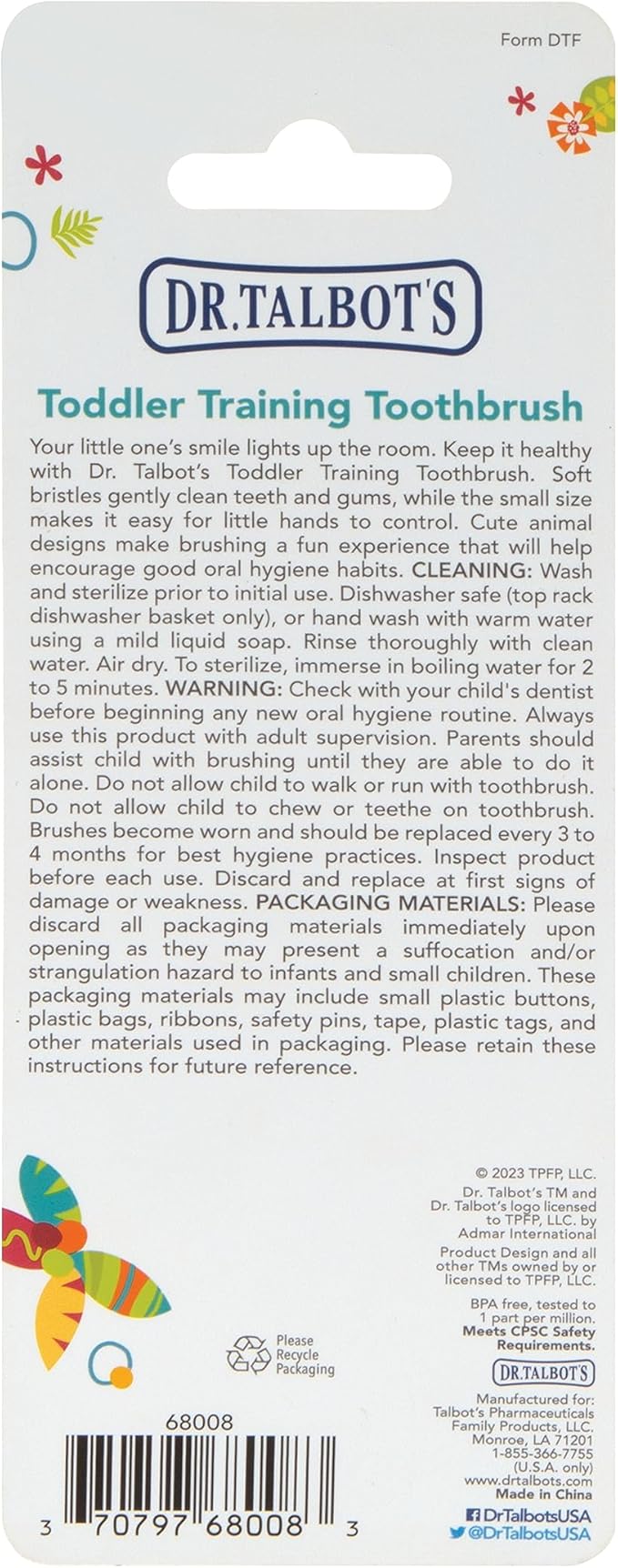 Dr. Talbot's Toddler Training Toothbrush - Soft Toddler Toothbrush for Kids - 6+ Months - Dino