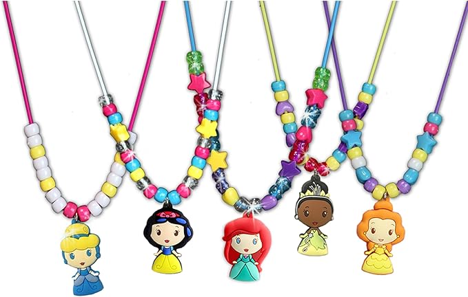 Disney Princess Necklace Activity, 160-Piece Jewelry Making Kit, Preschool Arts and Crafts, Kids Toys for Ages 3 Up