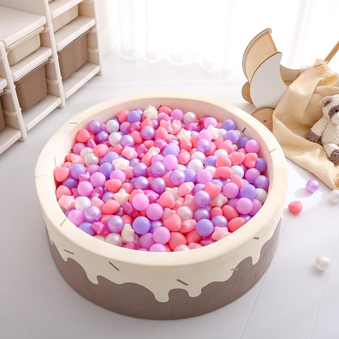 GOGOSO Shape Ball Pits Balls, Star Heart Plastic Play Balls for Toddlers Kids Children, DIY Giant Friendship Bracelet Banner