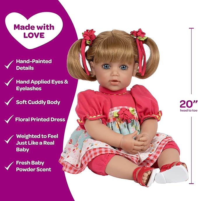 Adora Toddler Time Babies, 20" Premium Doll with Hand Painted Eyelashes and Face, Fresh Baby Powder Scent and Removable Clothing, Birthday Gift for Ages 6+ - Polka Dot Picnic