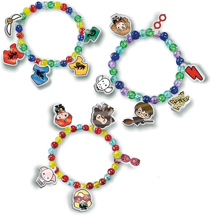 SES Creative 09343 Harry Potter Shrink Wrap Magic Bracelets Set for Children, Coloured Bead Mix and Harry Potter Figure Shrink Film + Colouring Pens
