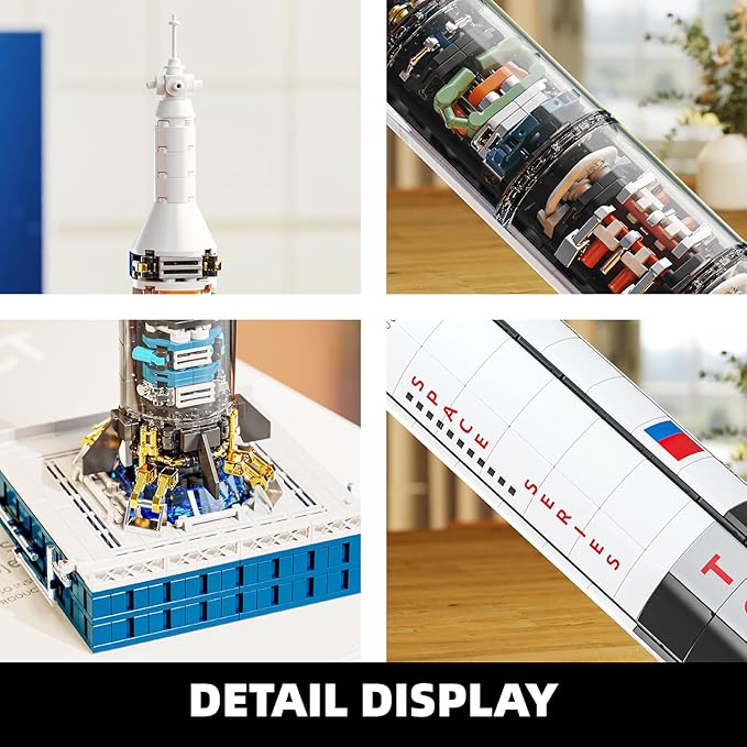 TYCOLE Space Rocket Building Toy Set,Translucent Design Spacecraft Building Block Kit,Spaceship Collectors Building Set with Launch Stand,Christmas Birthday Gift for Adults and Kids 8+(846PCS)