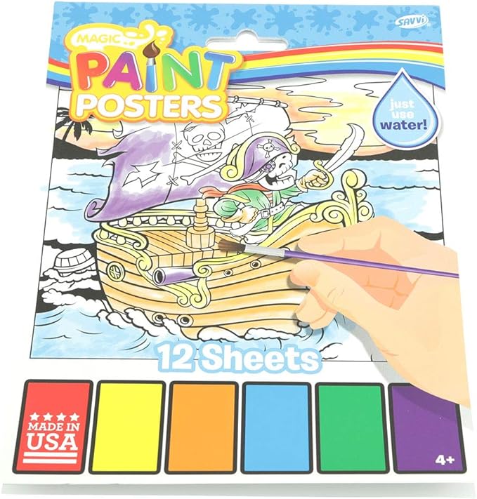 Savvi Boys Magic Paint Book, Just Add Water, 6 x 8 Inches - Styles Will Vary