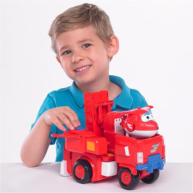 Super Wings 14" Transforming Jett's Super Robot Airplane | Action Figure | Ages 3-5 | Birthday Gift | Lights & Sounds