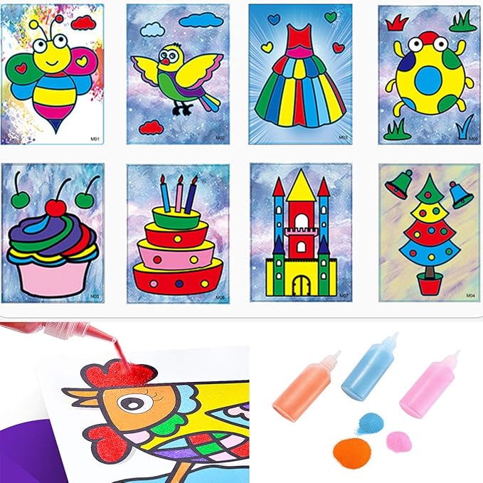 Fottaqqan 12 Pcs Art Sand,Colored Sand Kit,DIY Arts & Crafts Sand for Kids,Fine Sand for Wedding Decor,Painting,Children