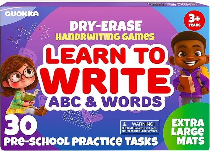 QUOKKA Busy Book Practice Handwriting for Kids - ABC - Learn to Write for Toddlers 3-5 | 30 Tasks | Pre K ABC Letter Tracing | Homeschool Preschool Learning Activities