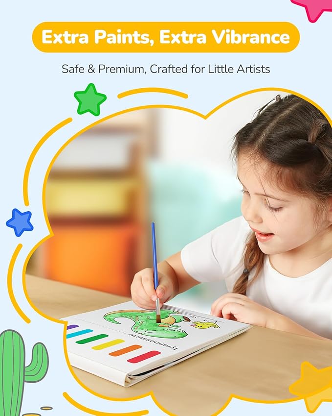 TECJOE 3 Pack Paint with Water Coloring Books for Toddlers, Watercolor Paint Set with 6 Brushes, Painting Activity for Kids Ages 4 5 6 7 8, Christmas Gift Arts & Crafts Toy, Dinosaurs, Forest & Sea