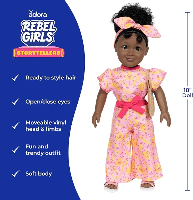 Adora 18" Rebel Girls Doll Collection - Inspired by Good Night Stories Rebel Girl Books - Premium Quality Soft and Movable Doll Body with Realistic Features - Leader