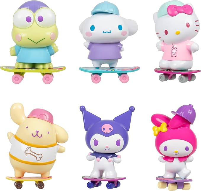 Hello Kitty and Friends, 4” Ultra-Premier 6-Figure Set - Hello Kitty, Kuromi, My Melody, Cinnamoroll, Pompompurin, and Keroppi - Officially Licensed Sanrio Product from Jazwares