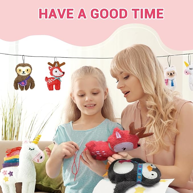 Avenir DIY Sewing Kit for Beginner Kids Arts & Crafts Soft Toy My First Craft Set with Heart Instructions & Plush Felt Materials for Learn to Sew, Embroidery for 6 Years