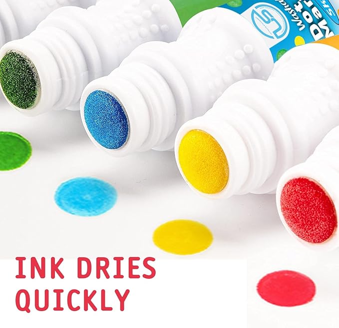 Dot Markers for Toddlers Activities and Kids 10 Colors Washable Bingo Daubers, Dot Art, Toddler Art and Crafts, Bingo Markers and Includes a Free Dotting Markers Activity Book