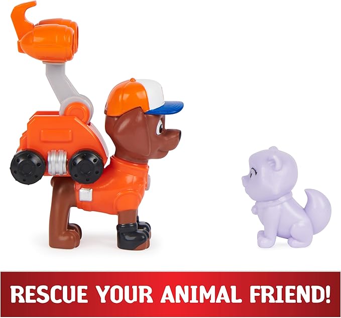 Paw Patrol, Big Truck Pups Zuma Action Figure with Clip-on Rescue Drone, Command Center Pod and Animal Friend Kids Toys Ages 3 and up