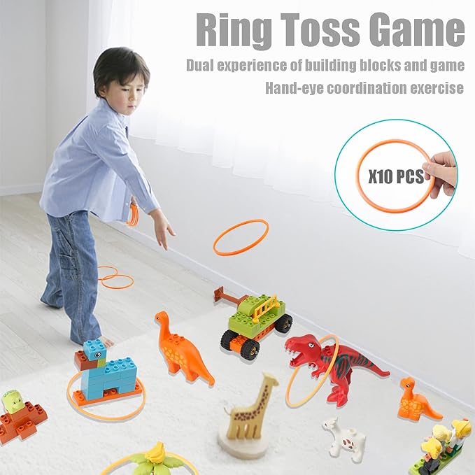 Kids Toys for 2 3 4 5 6 7+ Year Old Boys Toddlers Classic Brick Set, Dinosaurs, Car, Figures, Build, Learn and Play, Educational Interactive Creative DIY Toy Compatible with All Major Brands