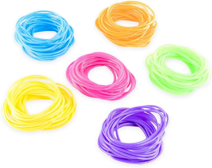 Super Z Outlet 80s Colorful Retro Rock Pop Star Rainbow Diva Disco Jelly Neon Gel Stretchable Bracelets Bands for Theme Events, Colorful Assortment, Assorted Toy Party Favor Prizes (288)