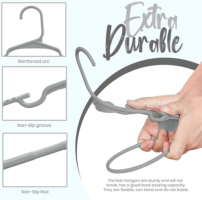 Utopia Home 40 Pack Kids Hangers - 11.5 Inch Plastic Baby Hangers for Closet - Childrens Hanger for Clothes & Infant Hanger for Closet - Ideal for Everyday Standard Use (Gray)