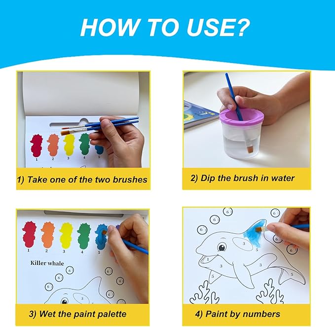 Paint with Water for Toddlers Ages 1-3 3-5 - Water Coloring Books for Kids - Toddler Arts and Crafts for Boys - Girl Project for 2 4 3 Year Old - Watercolor Painting Book - Kid Art Supplies Craft Kit