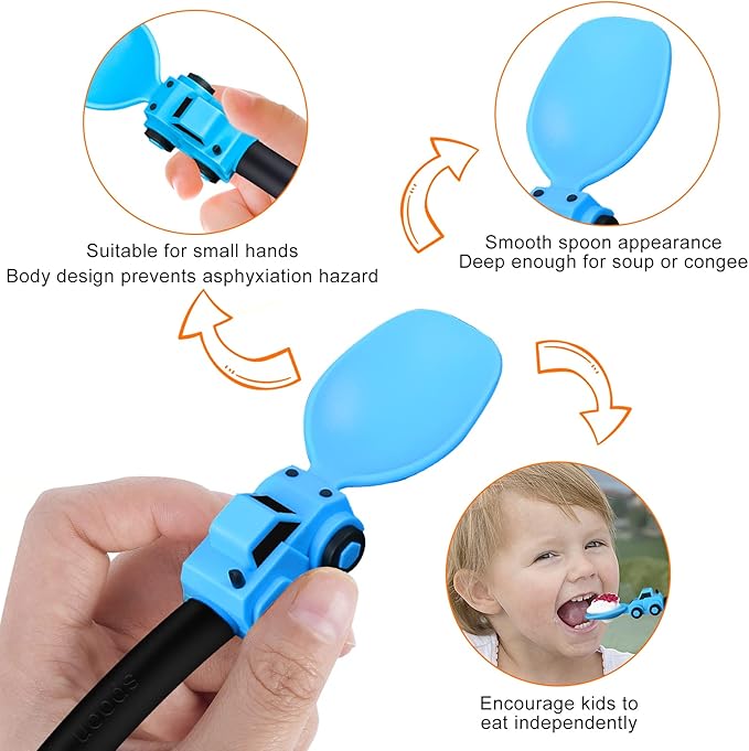Construction Toddler Utensils - Toddler Forks and Spoons - Kids Spoon and Fork Set - Suitable for Kids Utensils - Baby Utensils, Portable Utensils Set for 1 2 3 4 5 year old Toddlers, Blue