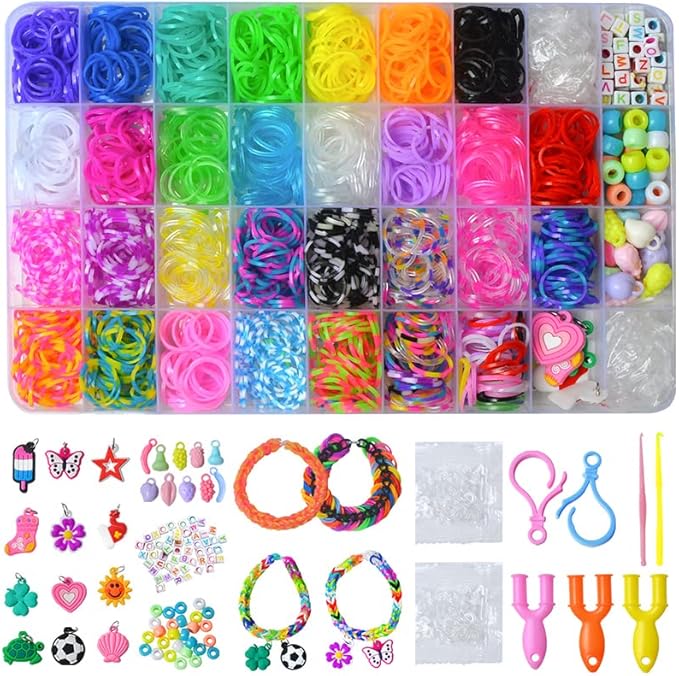 ROYWOO Rubber Bands for Bracelet,Premium Rubber Bands for Bracelet Making Kit DIY,Band Bracelet Mega Refill Kit Girls Gift,Colorful Jewelry Making Kit,Rubber Bands Refill Kit
